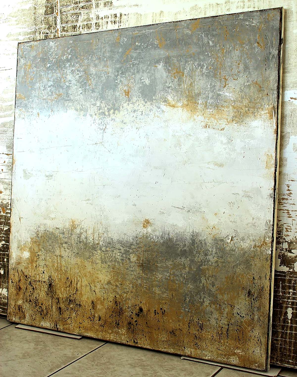 Bild 1354, grey white brown, 2014, mixed media on canvas