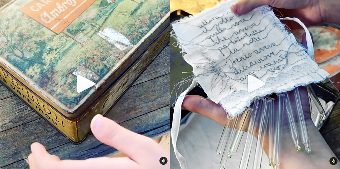 Scapolare tessile con oggetti tintinnanti