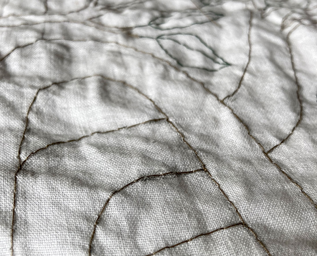 contemporary embroidery art, italia, particolare di un ricamo in progress