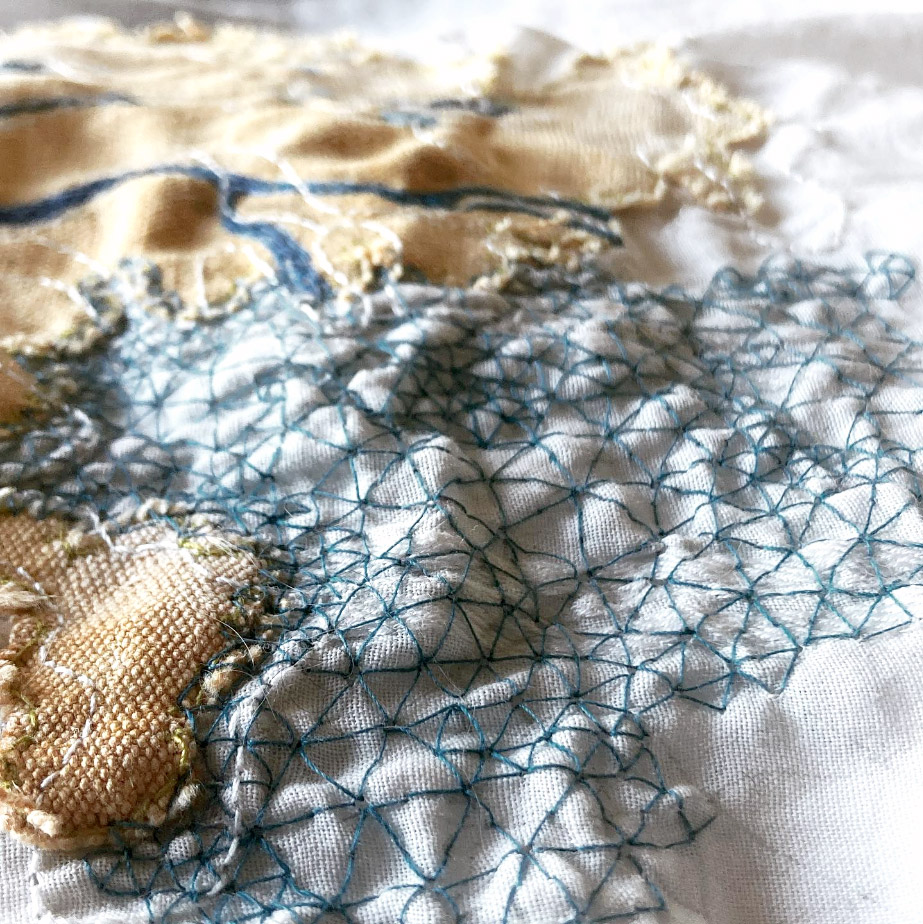 ricamo contemporaneo, nessun uomo è un'isola