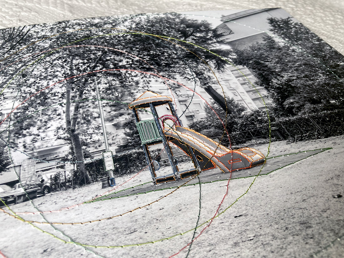 Ricamo su stampa fotografica: Primavalle