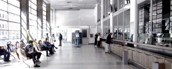 Photographic shot of the Rome Appio post office, modified