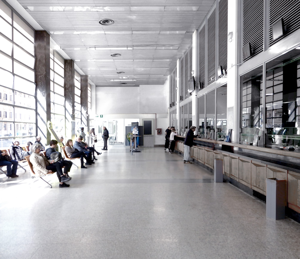 Photographic shot of the Rome Appio post office, modified