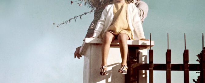 Sitting on a gate pillar of the villa in Fiuggi, a family memory