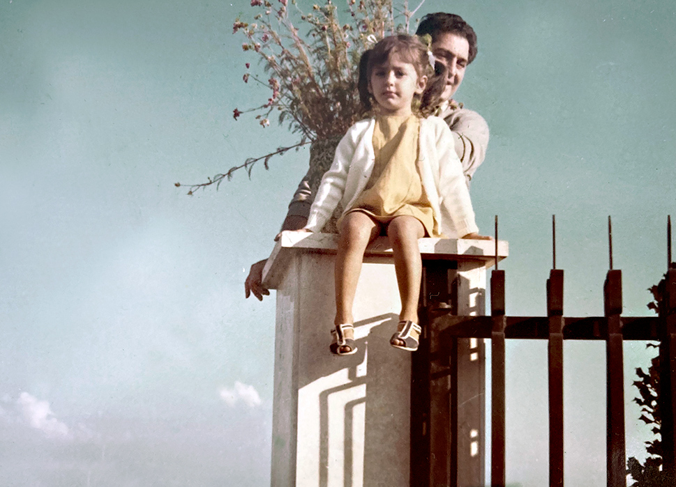 Sitting on a gate pillar of the villa in Fiuggi, a family memory