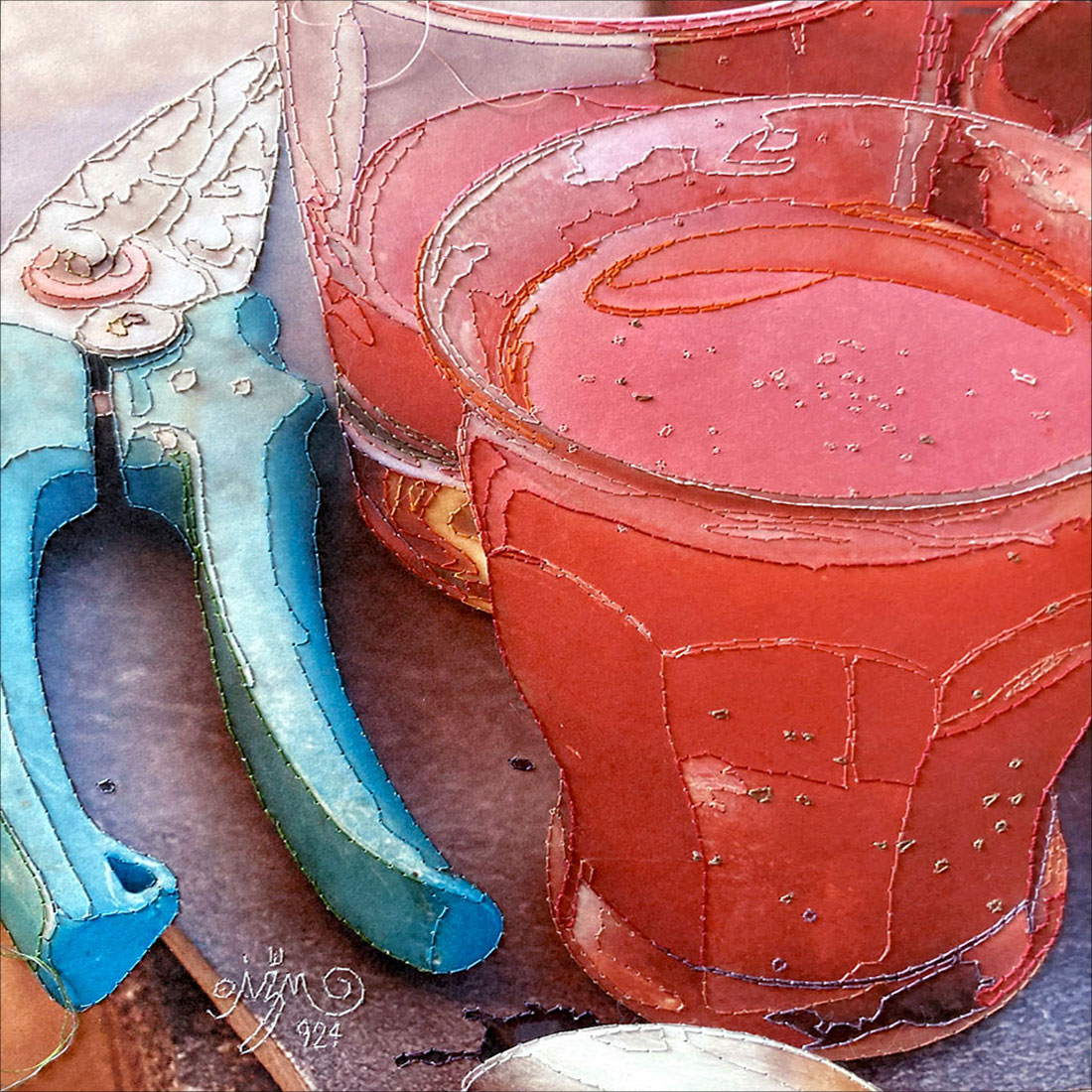 Pagina di un libro ricamata a mano